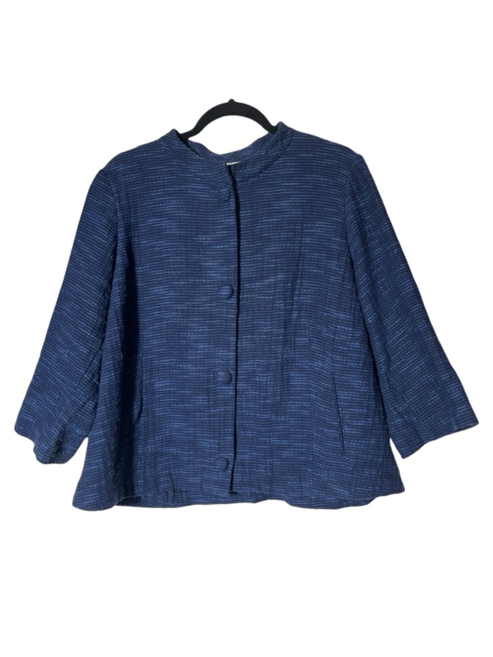 Eileen Fisher Marbled Navy Textured Boxy Architectural Minimalist Lagenlook XL - Picture 2 of 10